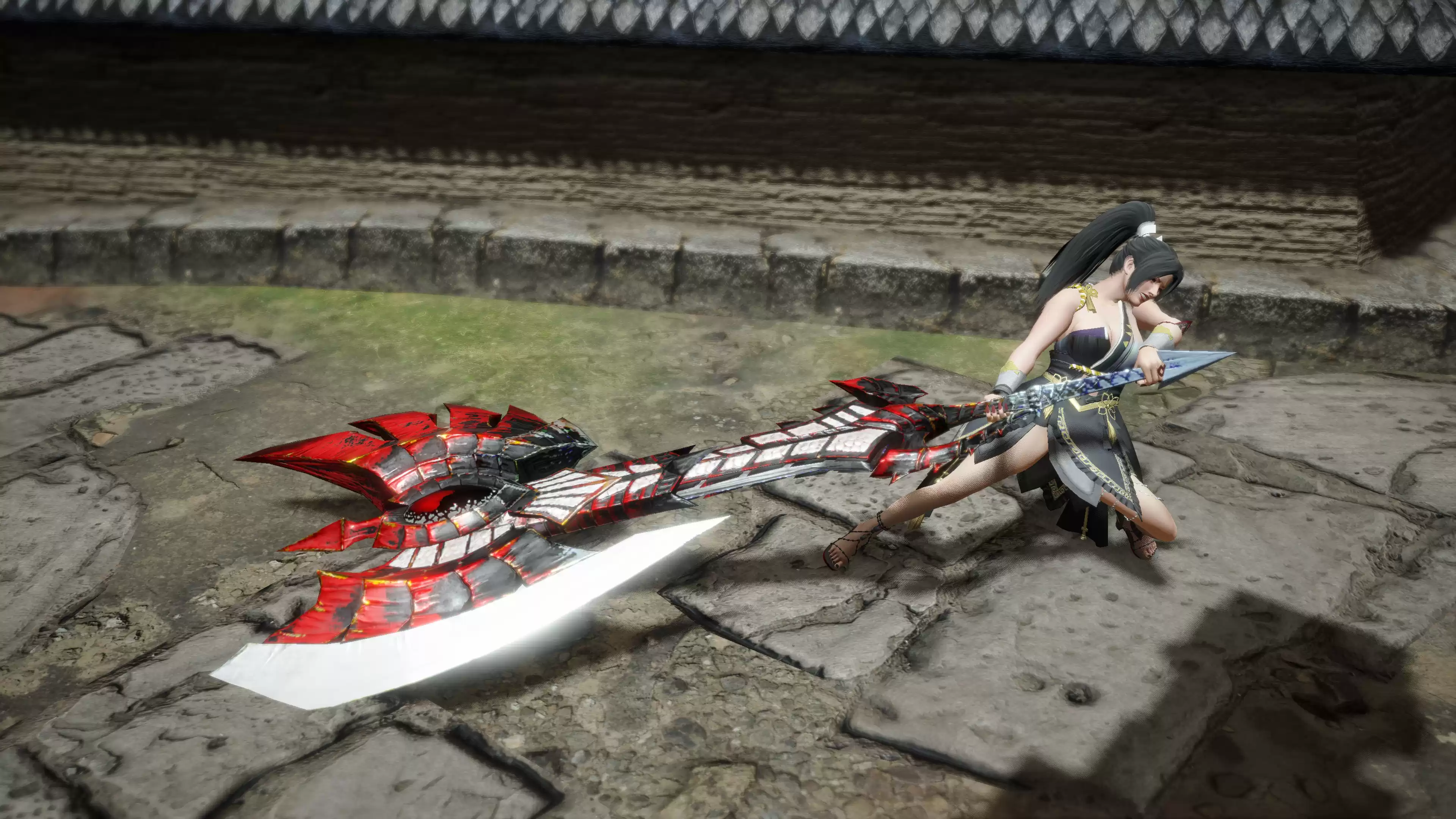 [怪物猎人崛起][武器外观MOD]黑红色调盾斧 - 怪物猎人崛起Mod - 踩蘑菇社区